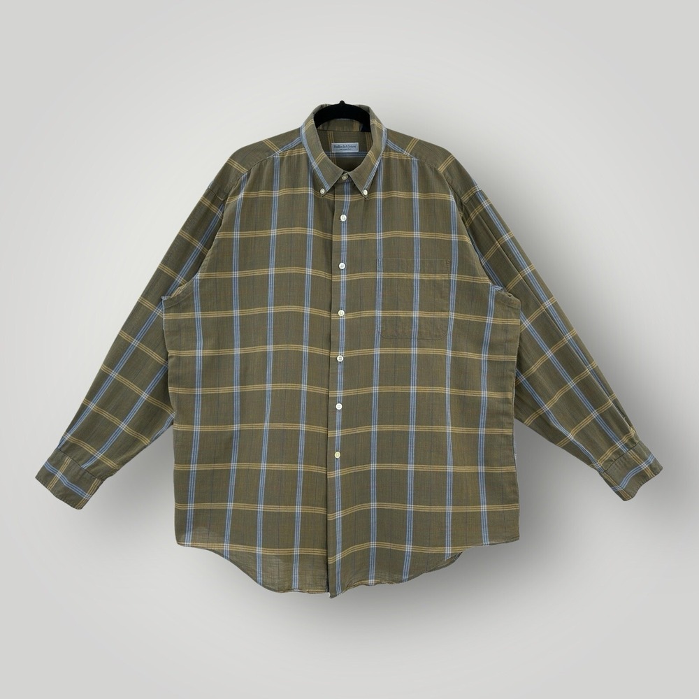 Bullock & Jones Plaid Shirt Mens XL Green Made In USA Button Down Long Sleeve
